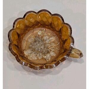 Antique Imperial Marigold Carnival Glass Nappy Dish Grape Pattern